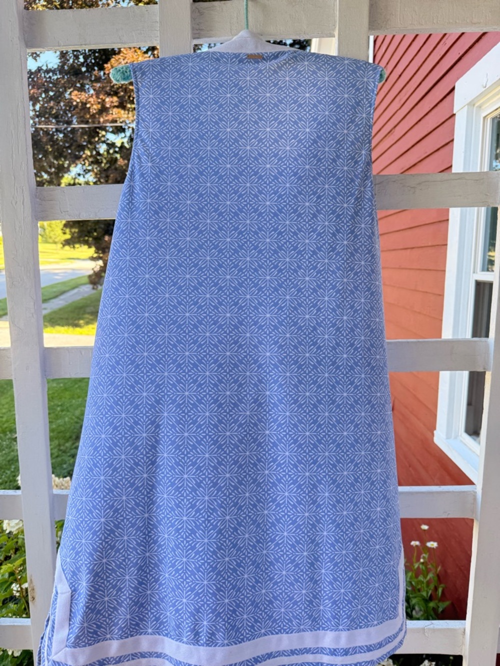 Cabana Life Light Blue & White Sleeveless V-Notch Midi Dress - Picture 2 of 12